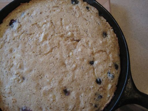 Corn bacon blueberry skillet cake