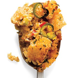 Corn bread, chorizo, and jalapeño dressing