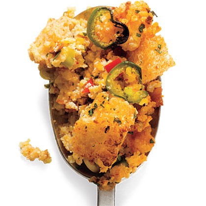 Corn bread, chorizo, and jalapeño dressing