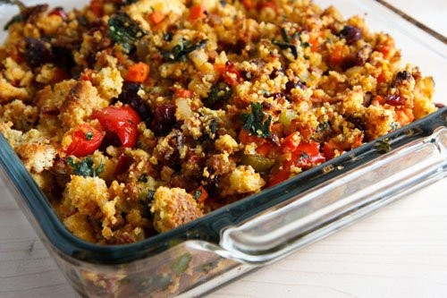 Corn bread stuffing with chorizo