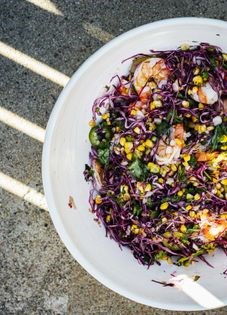 Corn, cabbage & shrimp salad