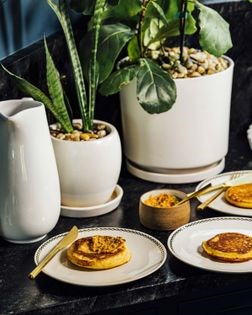 Corn cakes with Sichuan chive butter