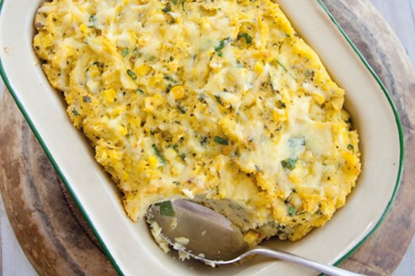Corn, cheese and pesto polenta