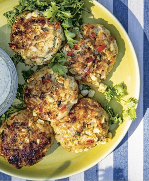 Corn crab cakes with jalapeño mayonnaise