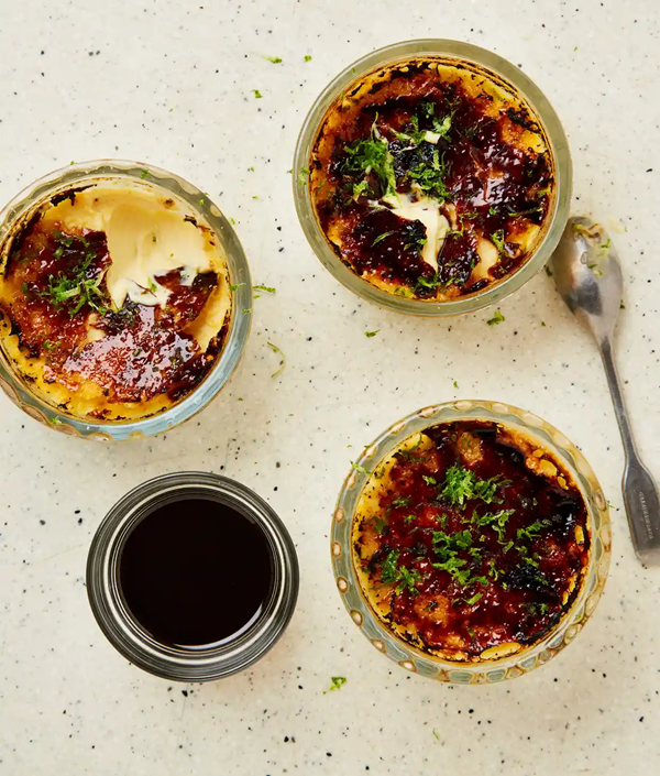 Corn creme brulee with coffee liqueur