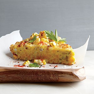 Corn frittata with pecorino-Romano cheese