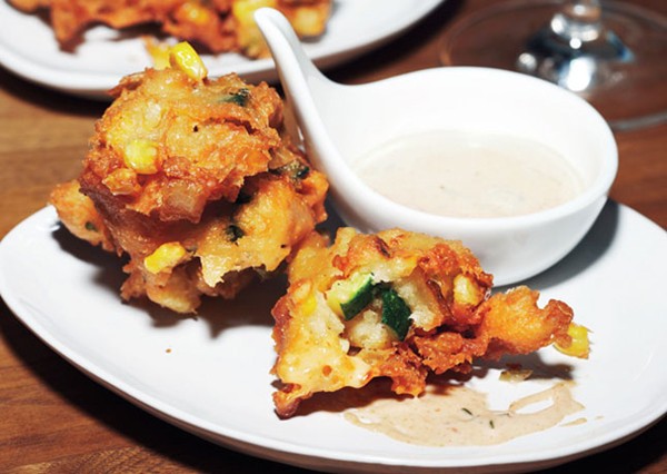 Corn fritters with spicy rémoulade