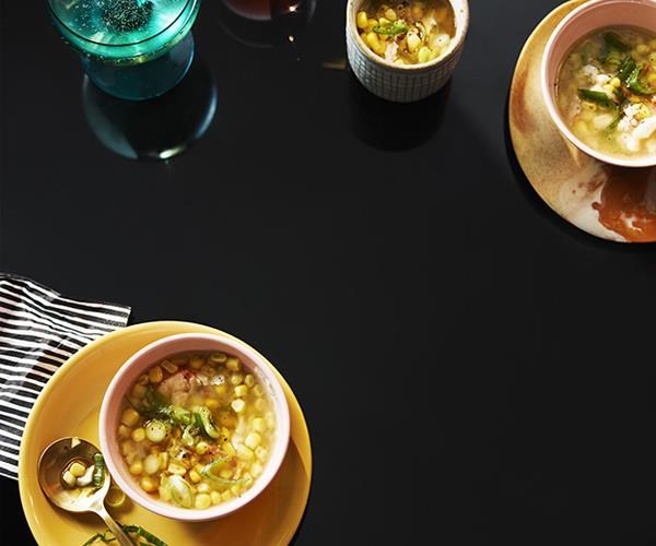 Corn, ginger & crab soup