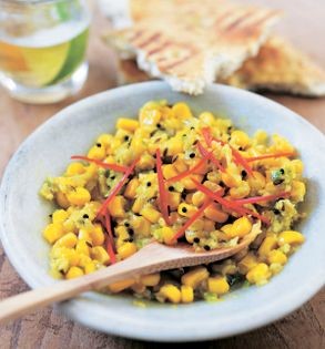 Corn in coconut and green chilli sauce