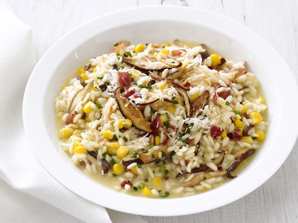 Corn-mushroom risotto
