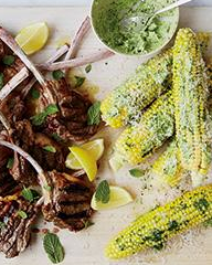 Corn on the cob with parsley butter and Parmesan