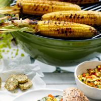 Corn on the cob with sesame, lime and coriander butter