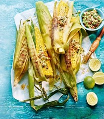 Corn on the cob with melty cheese and chilli butter