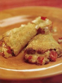 Corn pancakes of roasted pepper, red onion and goats' cheese with a fennel-chilli salsa