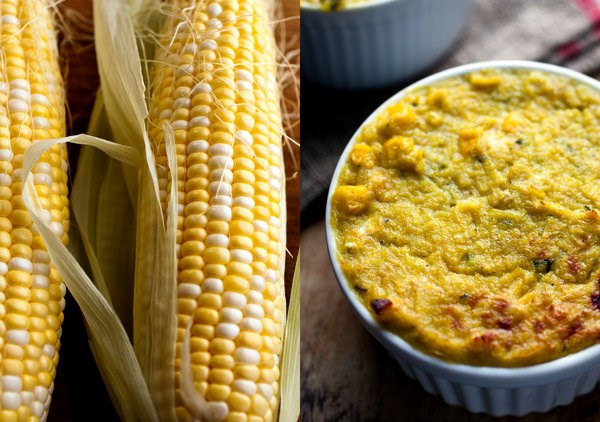 Corn pudding with toasted garlic