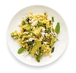 Corn salad with avocado and herbs