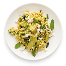 Corn salad with avocado and herbs