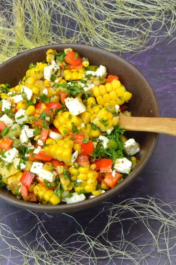 Corn salad with feta