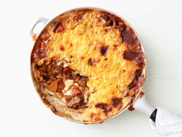 Corn, squash and beef casserole
