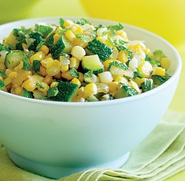 Corn, sweet onion & zucchini sauté with fresh mint