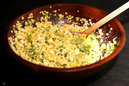 Corn with feta, cilantro, and lime