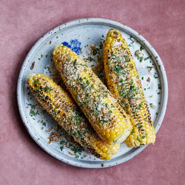 Corn with lime, green chilli and coconut butter