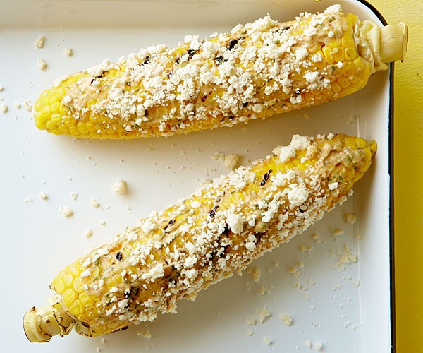 Corn with spicy mayo, lime, and cheese