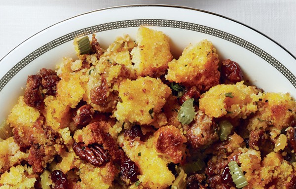 Cornbread, chorizo, cherry, and pecan stuffing