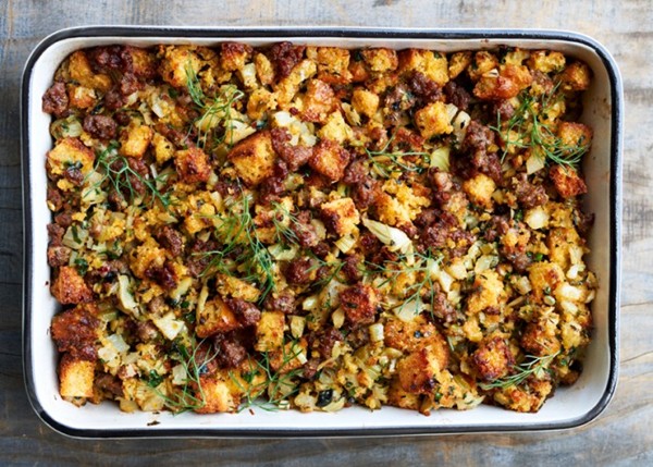 Cornbread dressing with sausage and fennel