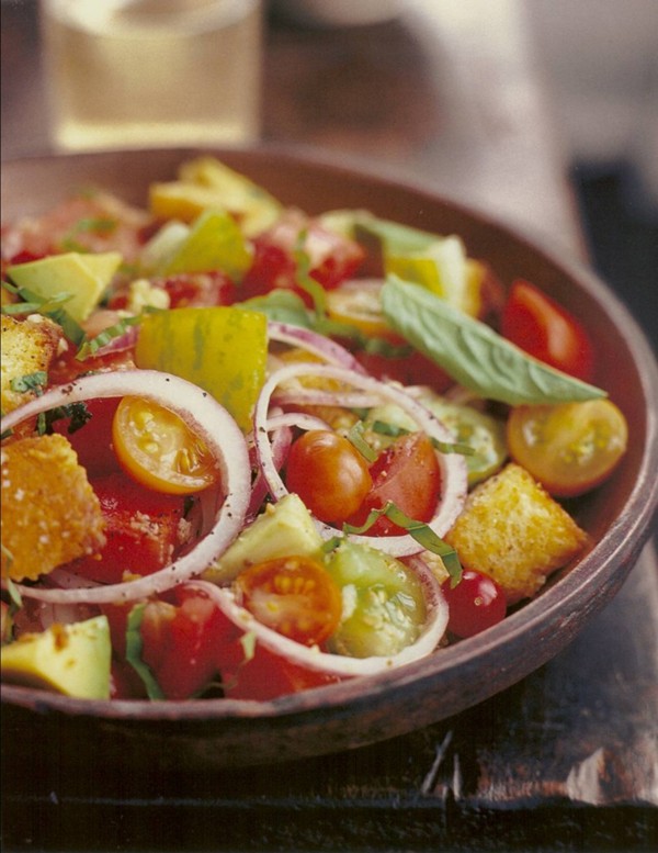 Cornbread panzanella with avocado