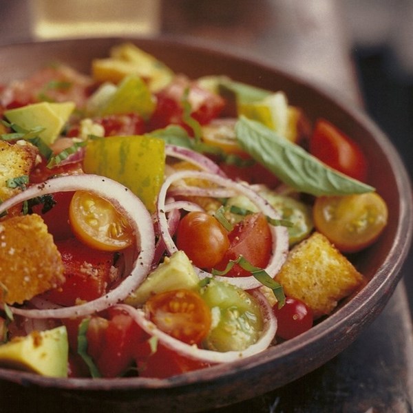 Cornbread panzanella with avocado