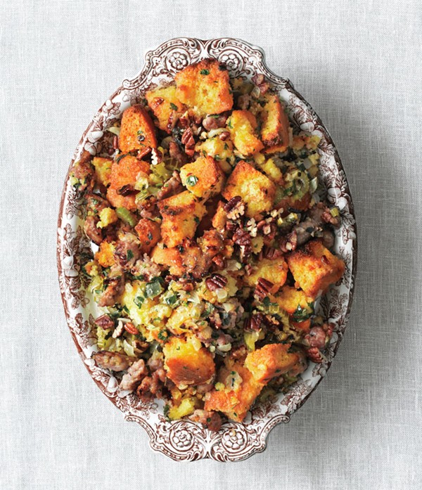 Cornbread, sausage, and pecan dressing