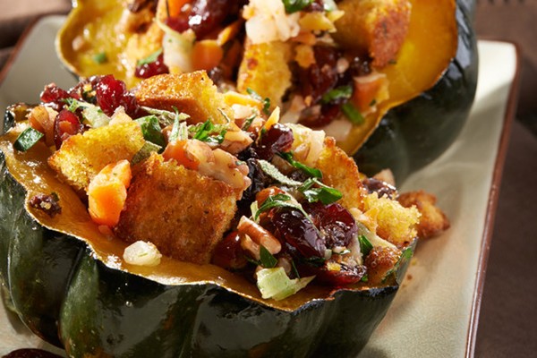 Cornbread-stuffed roasted squash