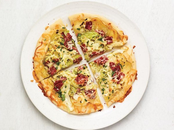 Corned beef and cabbage pizzas 