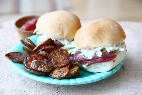 Corned beef and cabbage slaw sliders