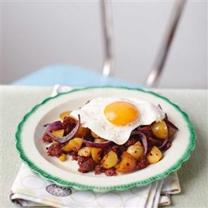Corned beef and sweetcorn hash