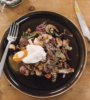 Corned beef hash with poached eggs