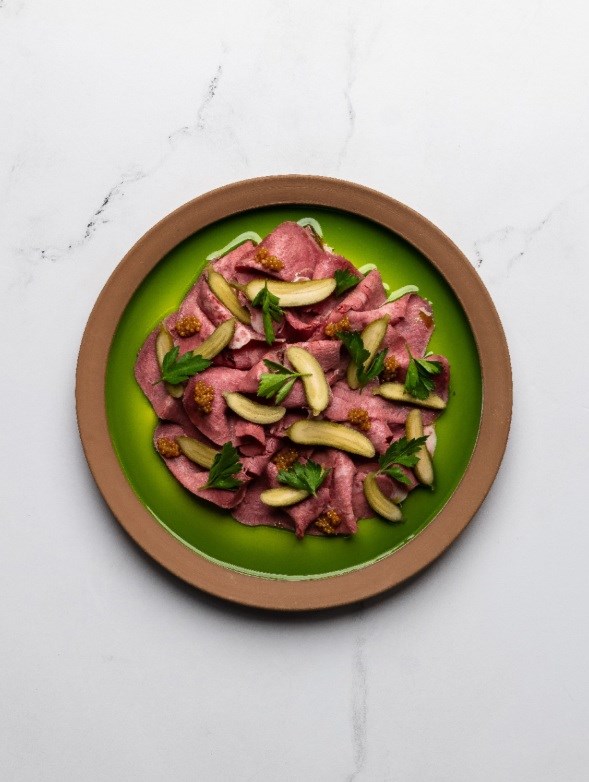 Corned beef tongue, cornichon & lovage