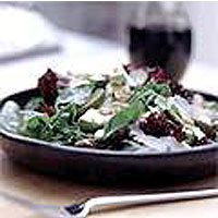 Cornichon, avocado, almond and pecorino salad