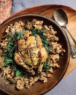 Cornish game hens with cauliflower mushroom [Jane B. Mason]