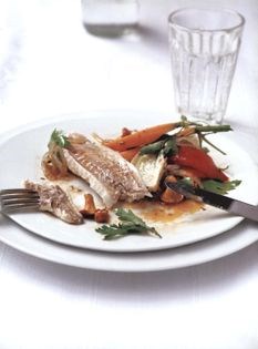 Cornish gurnard with warm à la Grecque vegetables