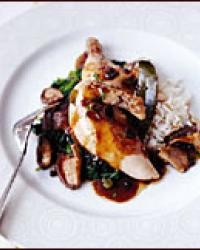 Cornish hens with shiitake and watercress