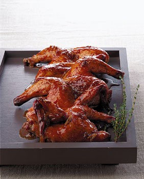 Cornish hens with sweet vermouth garlic glaze