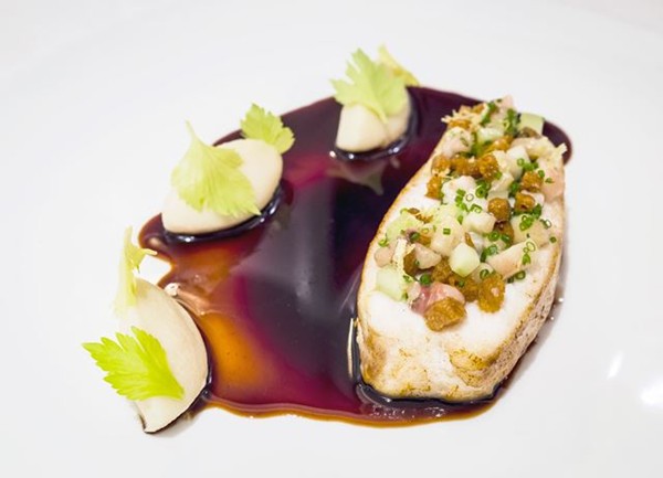 Cornish turbot, Marchand de Vin sauce, bone marrow and celery
