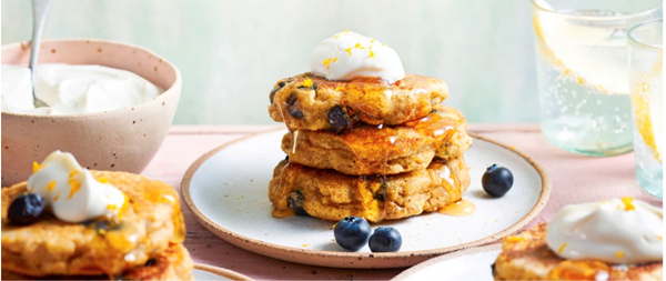 Cornmeal and blueberry pancakes