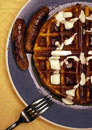 Cornmeal Belgian waffles