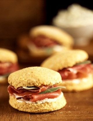 Cornmeal biscuits with sage butter