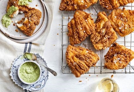 Cornmeal catfish with green goddess dressing 