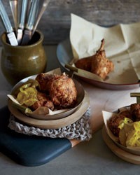 Cornmeal-crusted chicken-fried rabbit