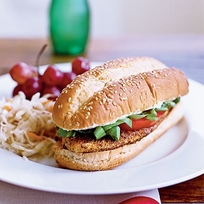 Cornmeal crusted tilapia sandwiches with lime butter